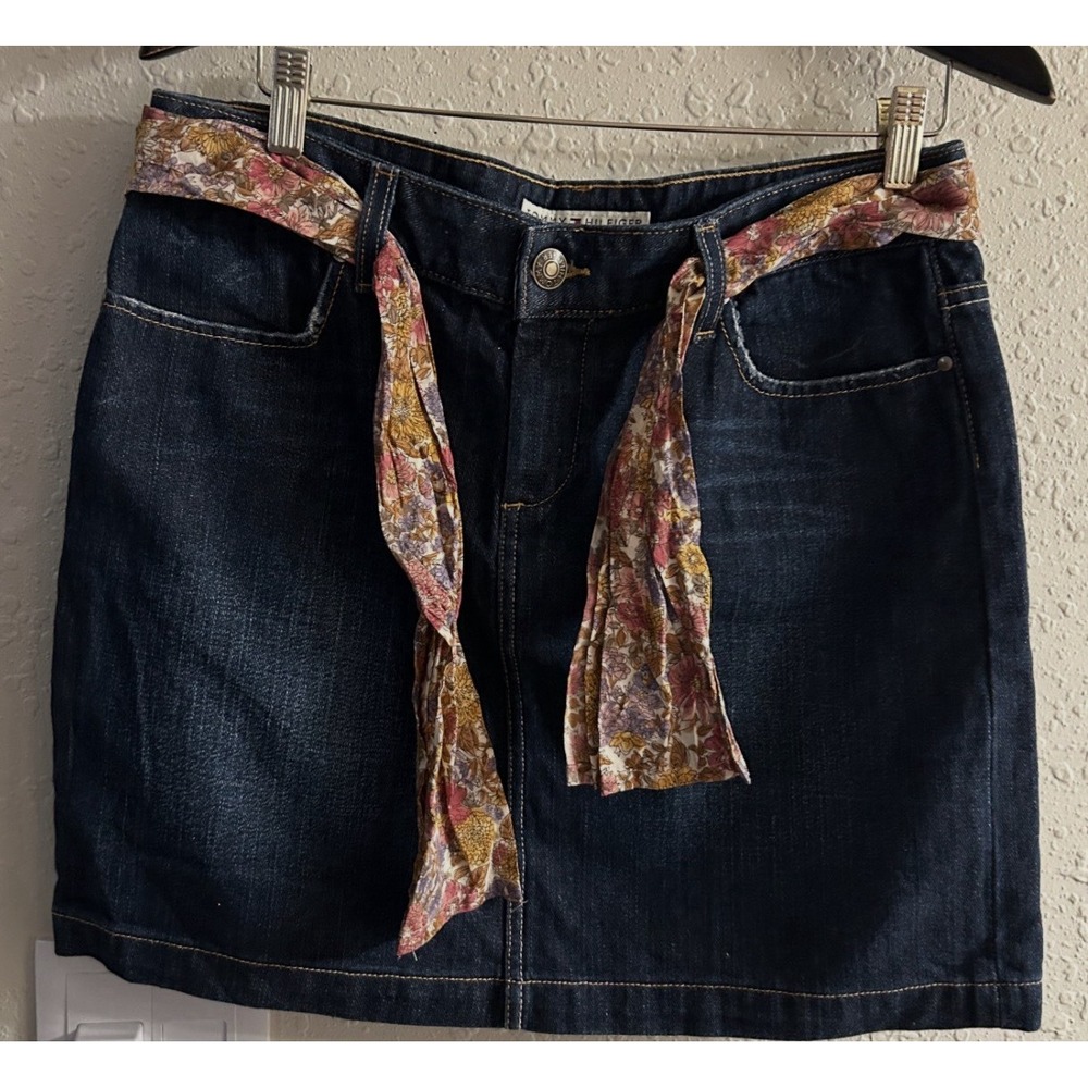 New Sz 8 Tommy Hilfiger Belted Denim Skirt #29*15